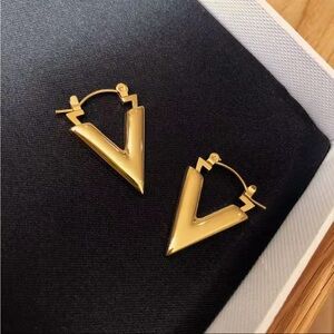 Gold V-Shaped Hoop Earrings
